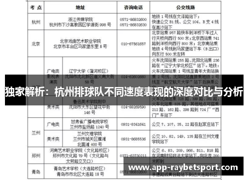 独家解析：杭州排球队不同速度表现的深度对比与分析